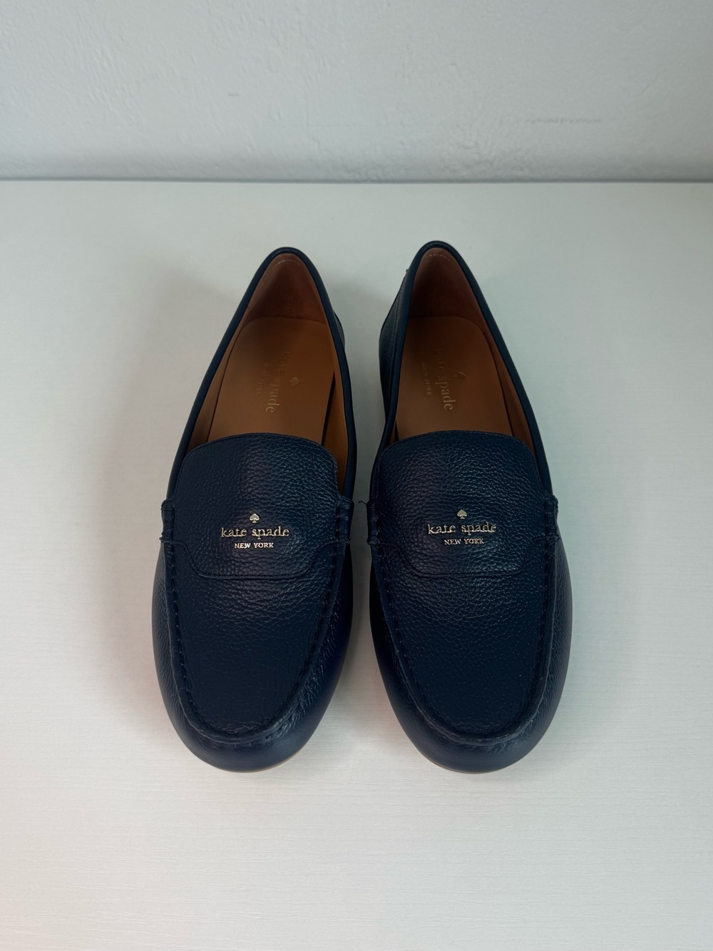 Kate Spade New York Briar Loafers Navy Leather Slip On Shoes Women US 10B